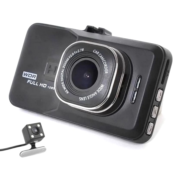 Camera Video Auto Dubla Full HD Soundvox, 5 Mega, Cu Senzor De Miscare Dual Lens Vehicle BlackBox DVR 1080P Negru